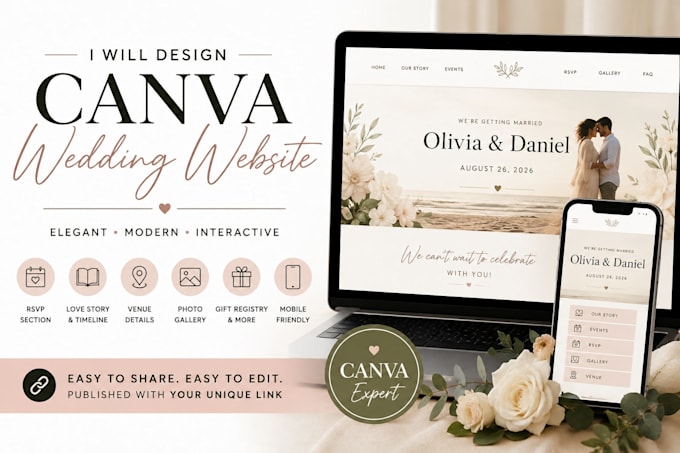 create your wedding website and wedding magazine in canva