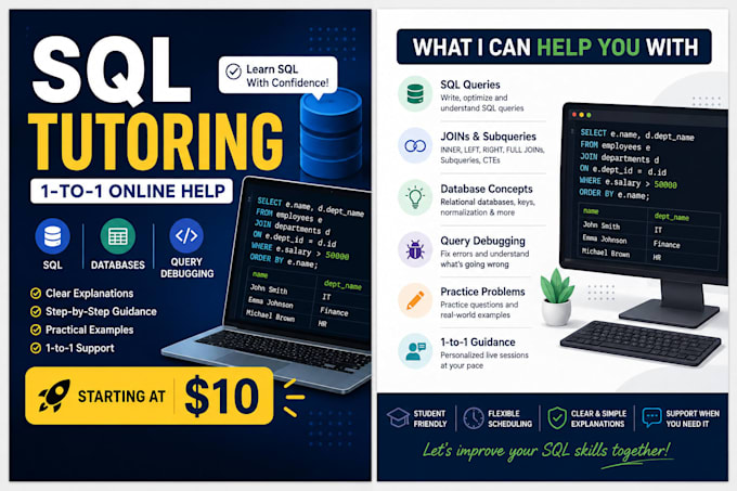 tutor you in sql, databases and sql queries step by step