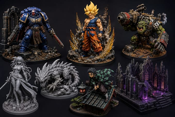 3d print and paint warhammer40k anime figures stl miniatures and dioramas in 4k