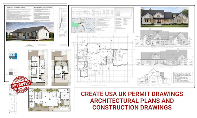 create USA UK permit drawings architectural plans and construction drawings
