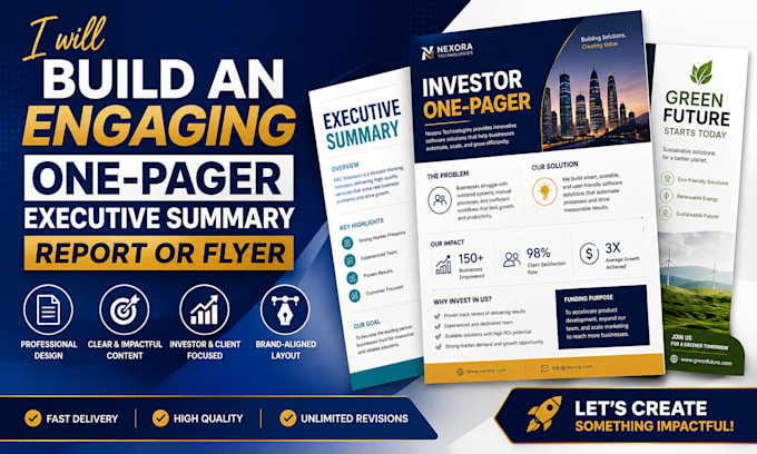 craft an engaging one pager executive summary report or flyer