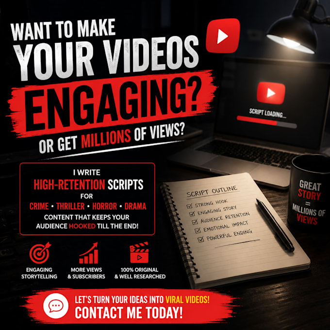 write engaging video scripts for horror crime and thriller