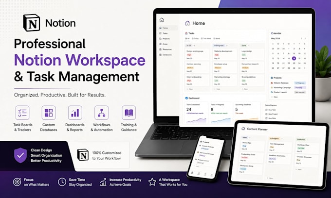efficiently build organize notion task board workspace setup tracker expert