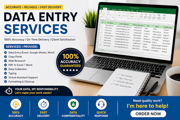 handle data entry, and internet research professionally