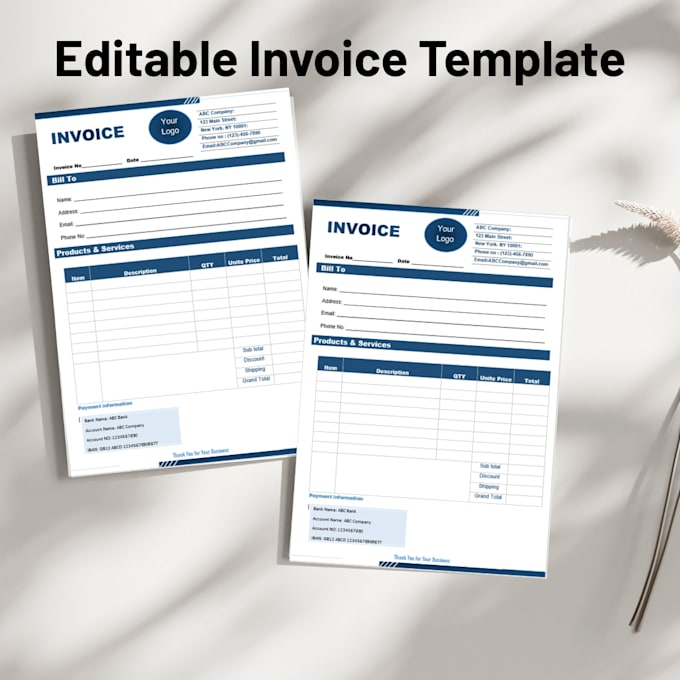 create a custom invoice template in word, excel and PDF