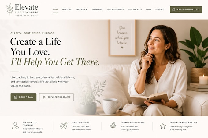 build squarespace coaching website life coach website business platform website