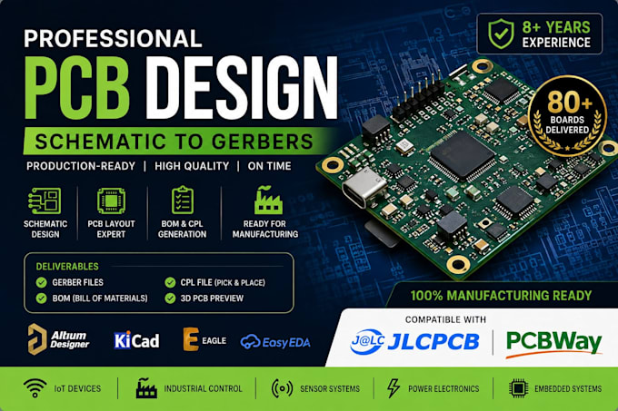 design custom pcb layout and schematic layout for electronics and embedded board