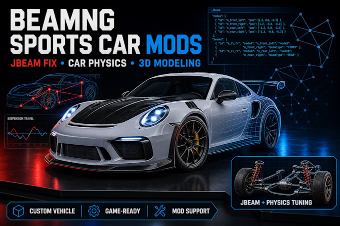 create beamng drive car mods, fix jbeam files and car physics