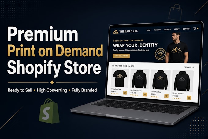 create a premium print on demand shopify store,  shopify dropshipping pod store