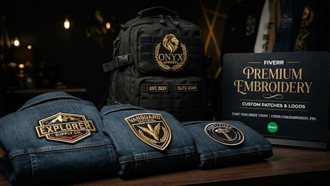 create custom embroidery patch design for jackets hats uniforms and brands