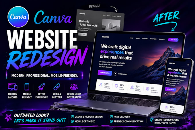 redesign your outdated canva website into a modern, mobile friendly website
