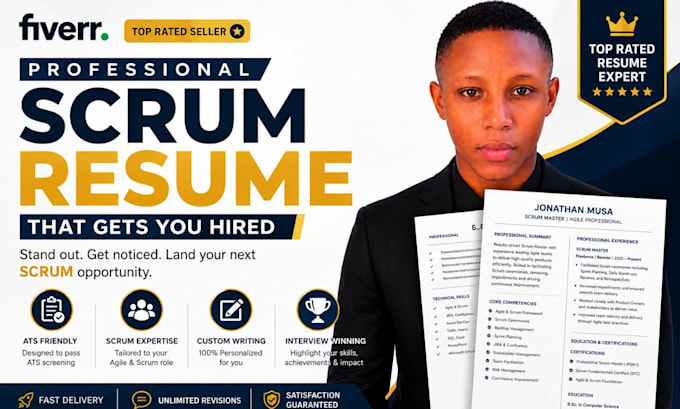 write a scrum master executive resume and CV from scratch
