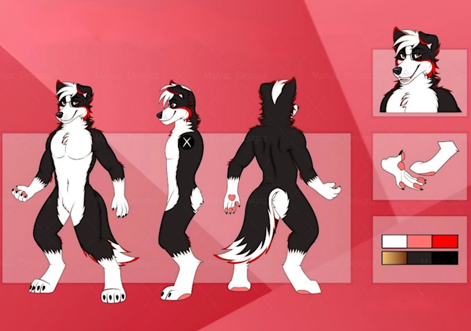 draw furry character art design, furry illustration pfp, fursona reference sheet