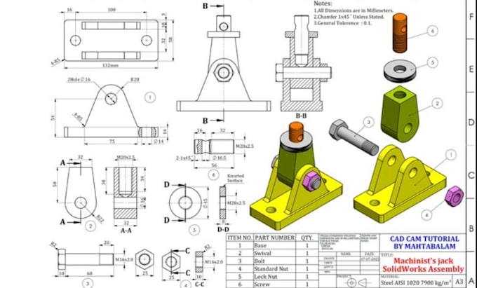 do mechanical engineering 3d, 2d cad design in autocad solidworks