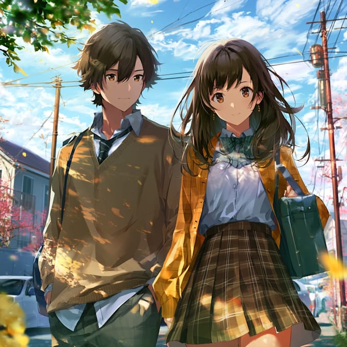 draw a anime couple character art anime