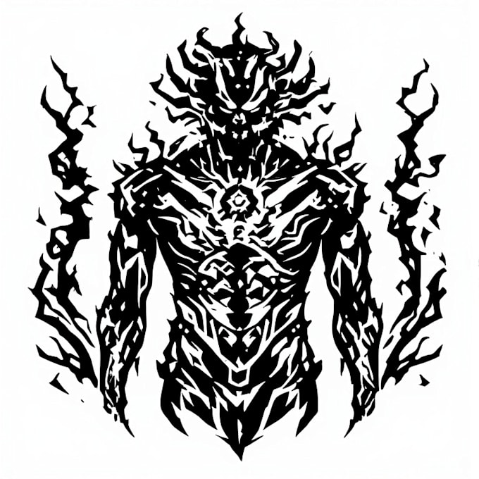 design a custom cyber sigilism tattoo stencil