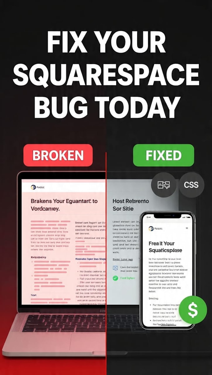 fix squarespace website bugs, CSS, mobile and fluid engine problems