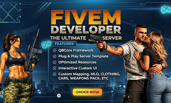develop a fivem server setup and customization qbcore esx developer full build