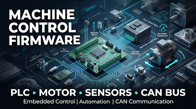 develop machine control firmware for plc, motor controller, sensors and can bus
