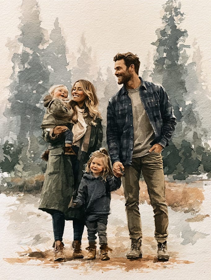 make watercolor family portrait
