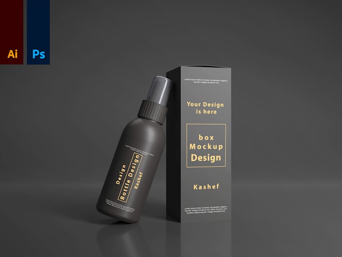 design professional bottle and box packaging with 3d mockup