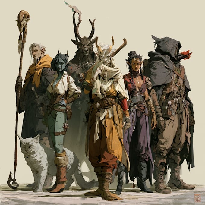 design a dnd party art and group art