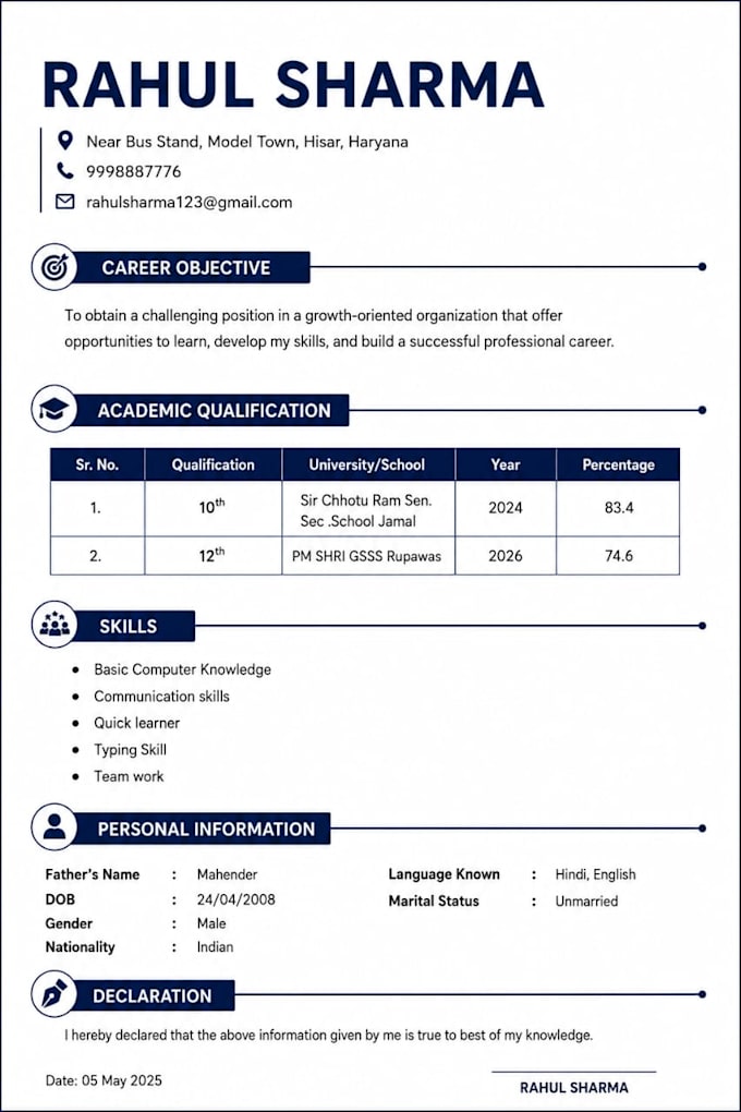 design a professional resume and cv