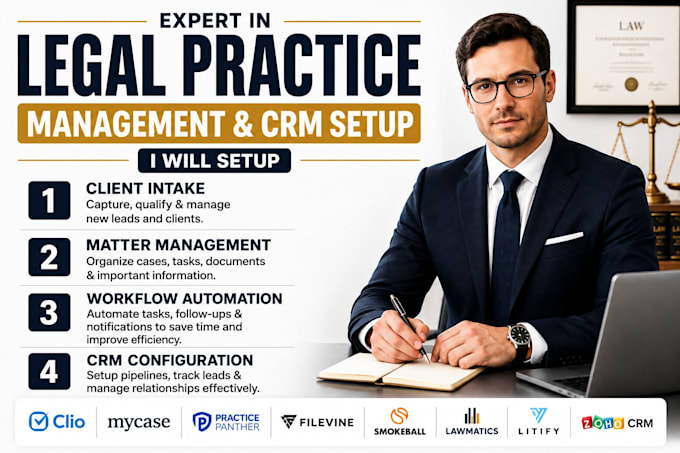 setup clio mycase practicepanther filevine smokeball litify lawmatics zoho CRM