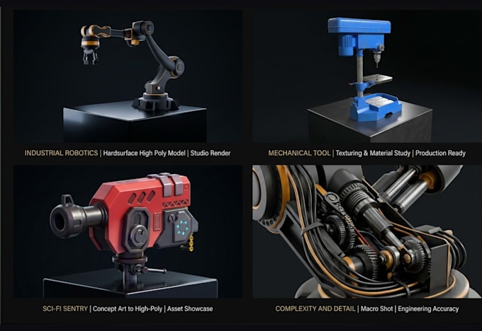 do 3d hard surface modeling mechanical cad product design game prop model