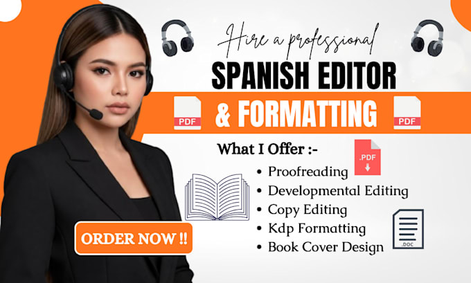 copy edit, developmental edit, proofread and format your spanish ebook for kdp