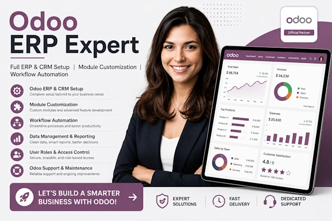 be your odoo developer for odoo erp setup odoo CRM and module customization