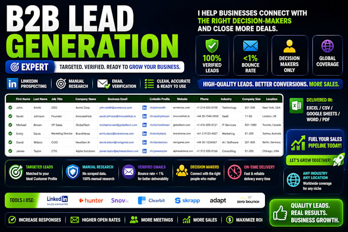 do b2b lead generation,linkedin lead generationa,email lists