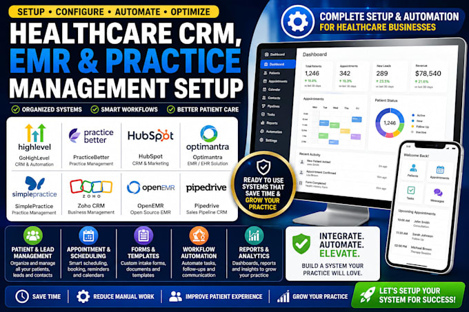 do ghl practicebetter hubspot optimantra simplepractice zoho openemr pipedrive