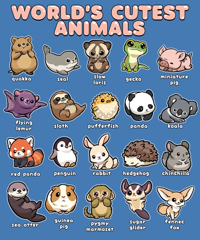 create cute animal illustrations for you