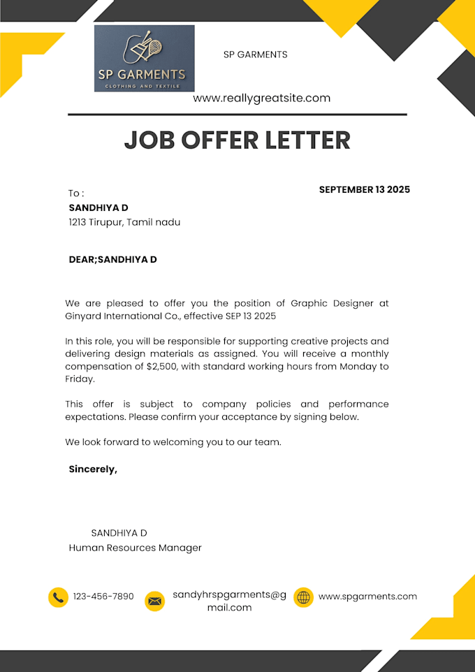 design hr certificate,offer letter and experience letter