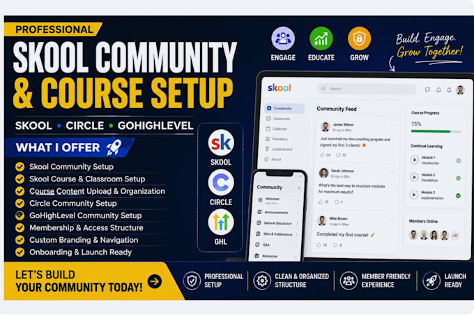 setup skool community skool course content skool course circle so ghl community