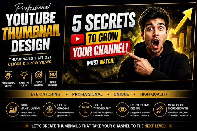 create professional click worthy youtube thumbnails