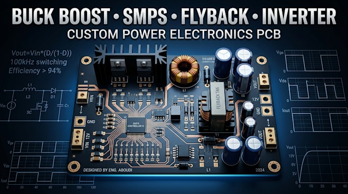 design custom buck boost, flyback, smps, inverter and charger pcb