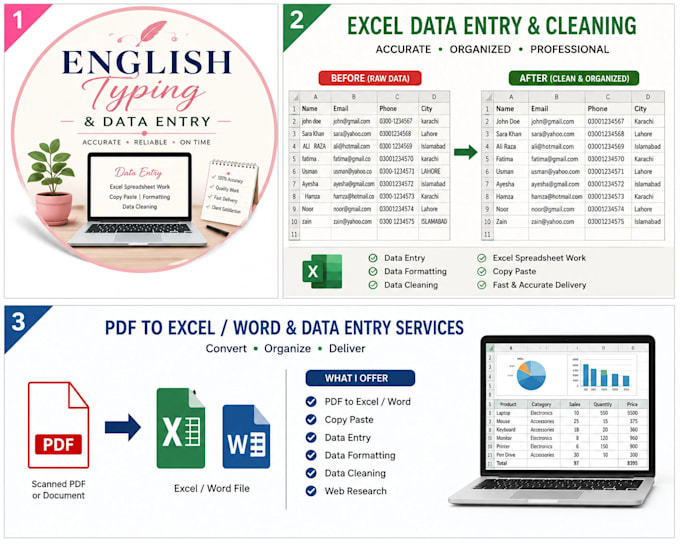do professional data entry and excel spreadsheet work