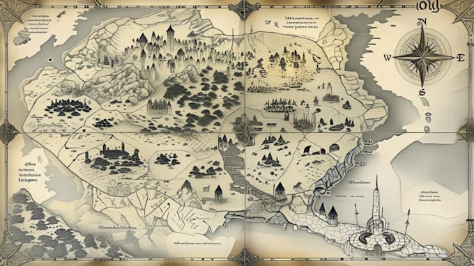 illustrate medieval fantasy and sci fi maps