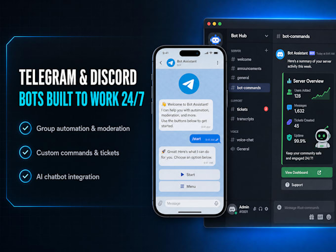 develop telegram trading bot discord bot python script web scraping ai automatio