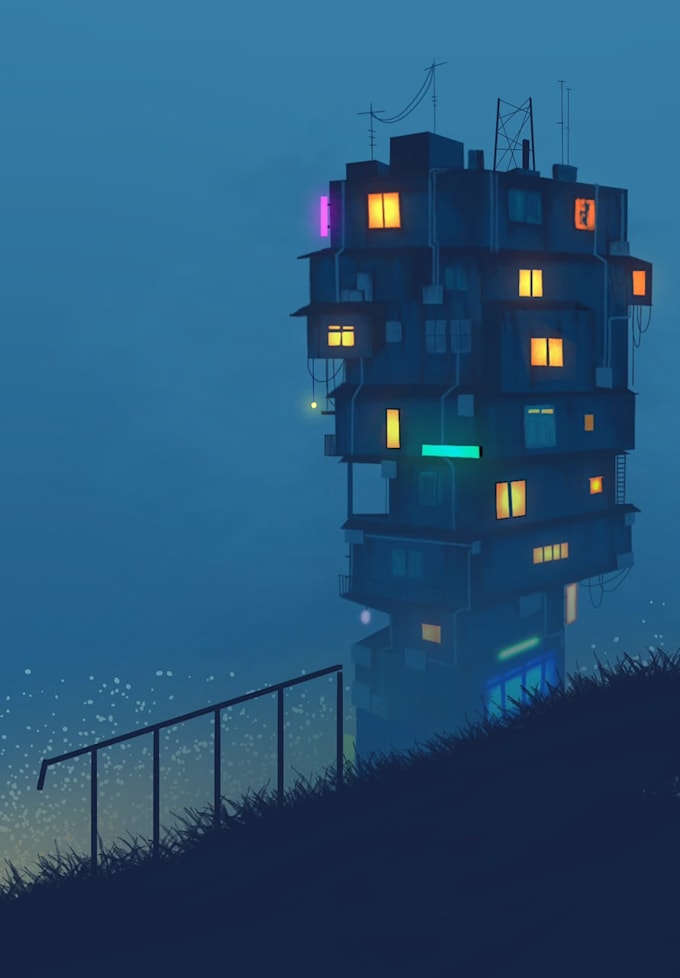 create a surreal abandoned environment concept art
