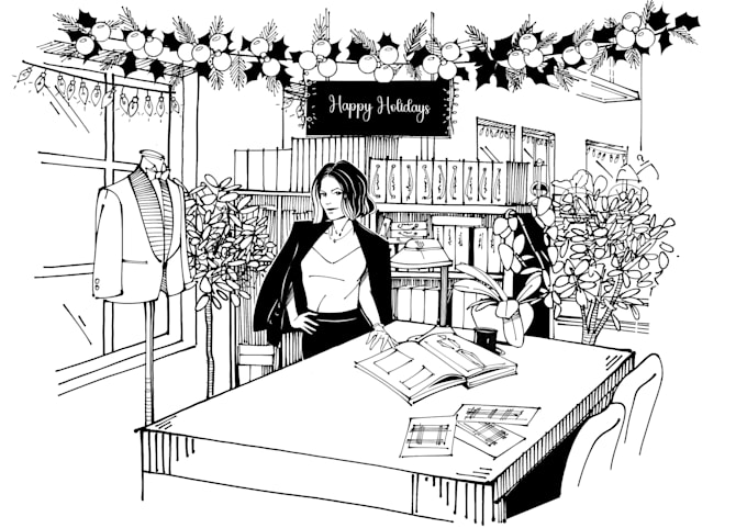 draw custom line art vintage hand drawn illustration