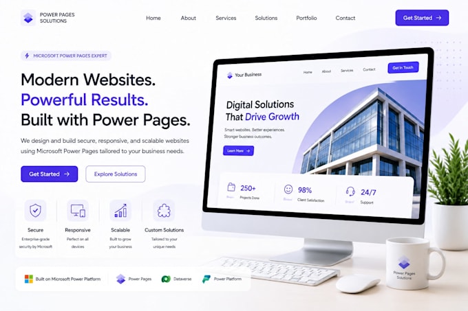 design and build a professional website in power pages