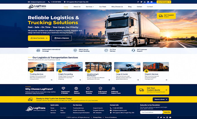 do wordpress logistics website trucking website dispatch website cargo website
