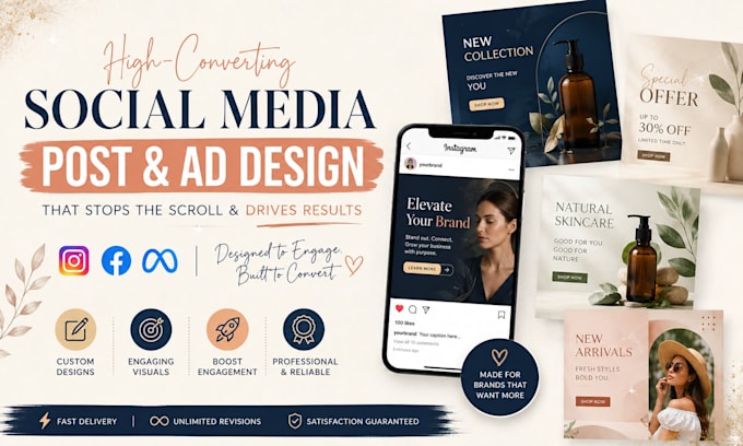 do social media post design, facebook ads design instagram carousel post design