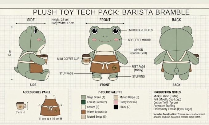 design custom plush reference sheet stuffed animal tech pack ych ready for print