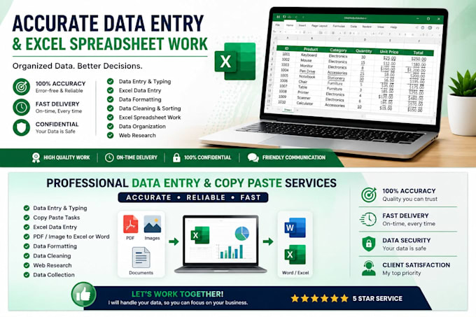 do accurate data entry and excel spreadsheet work