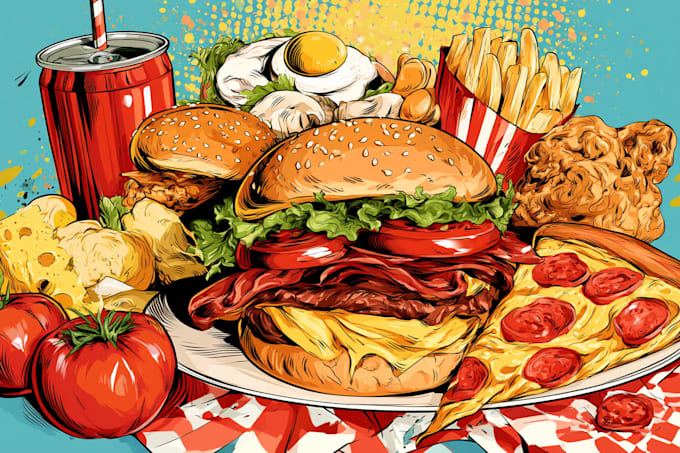 draw food pop art