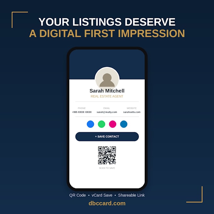 create a real estate agent digital business card with qr code